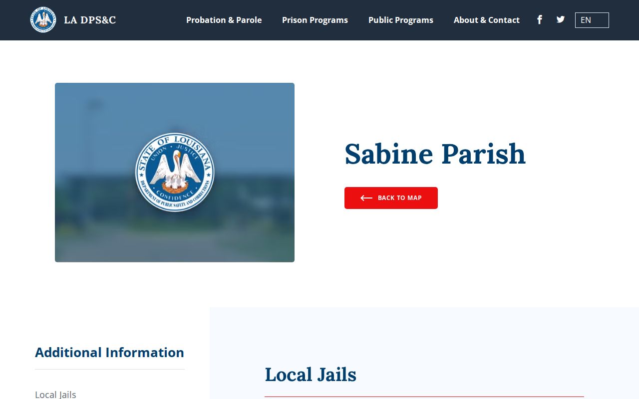 Sabine Parish jail and detention center addresses for arrest warrant custody questions
